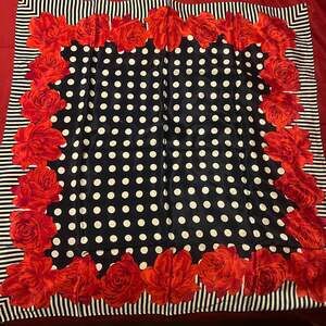 Echo Silk Scarf Roses Navy Red White MCM Designer Square Silk Scarf Japan Made